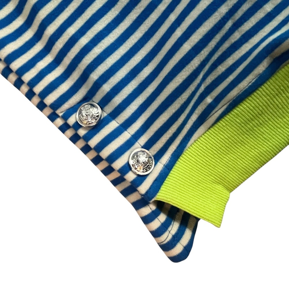NWOT Oversized Blue & White Striped Sweater – XL – Neon Trim & Silver Button - Picture 15 of 16